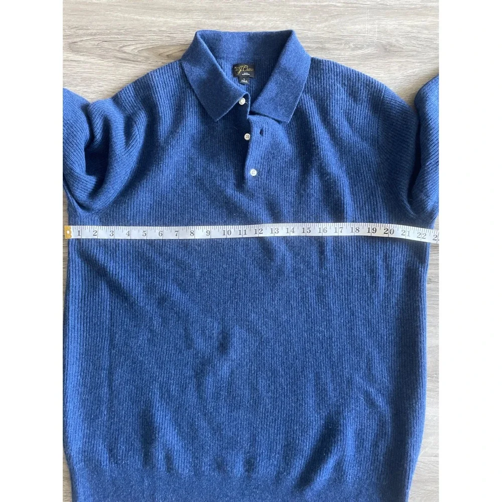 J. Crew Men's Blue Cashmere ribbed sweater-polo CM304 Large